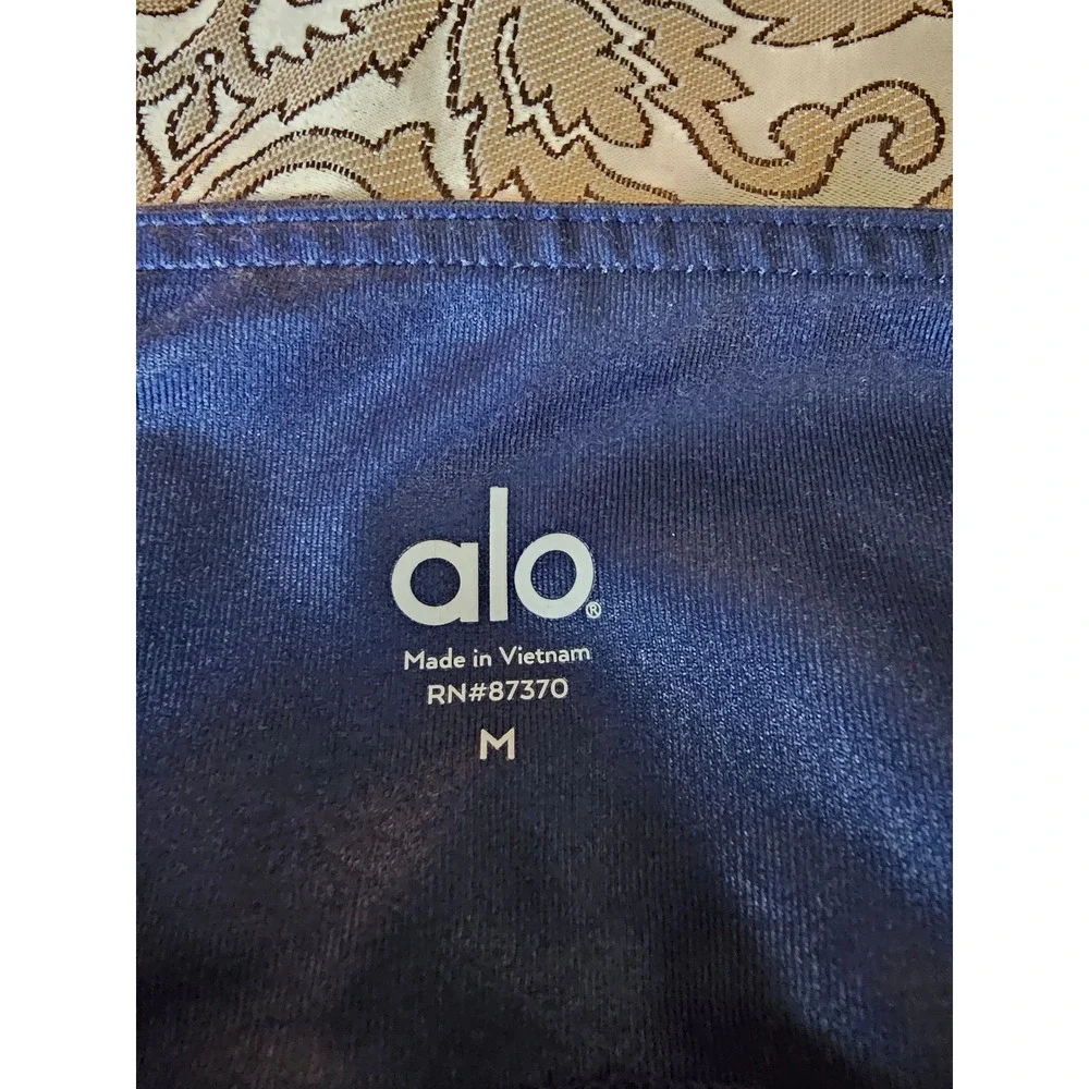 ALO Yoga Airbrush Ombré Gradient Stripe Leggings Blue Black Size M 29